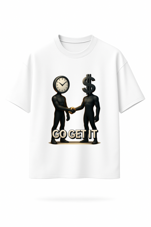DRAQSTA "Go Get It" Graphic T-Shirt - Time x Money Motivational Streetwear Tee DRAQSTA