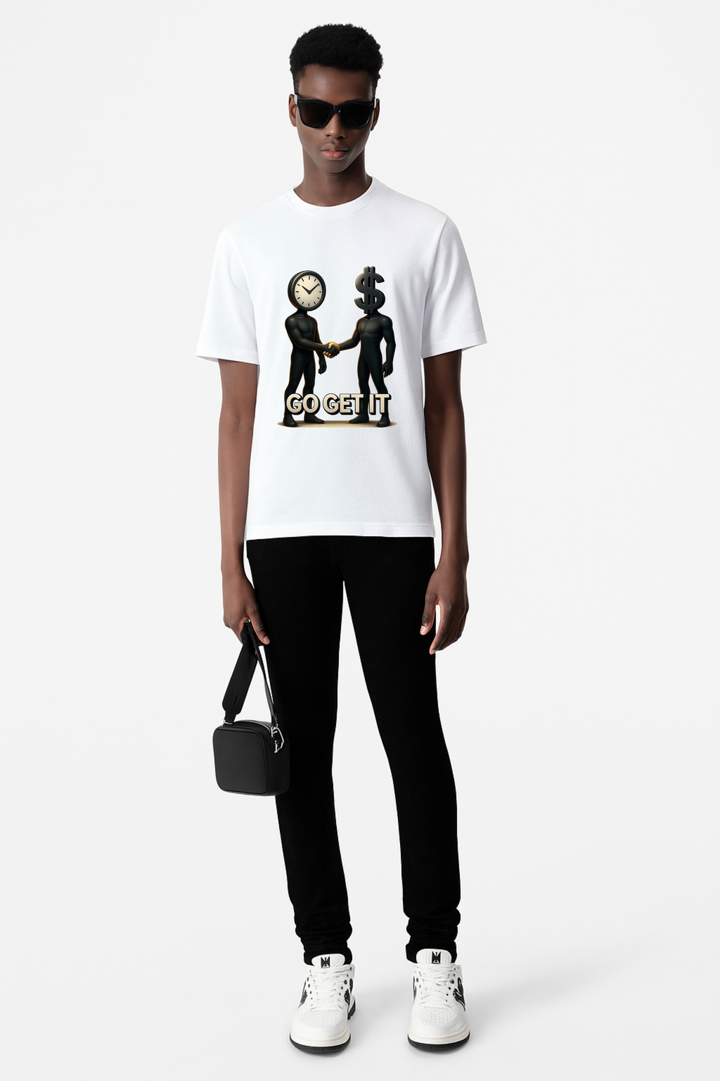 DRAQSTA "Go Get It" Graphic T-Shirt - Time x Money Motivational Streetwear Tee DRAQSTA