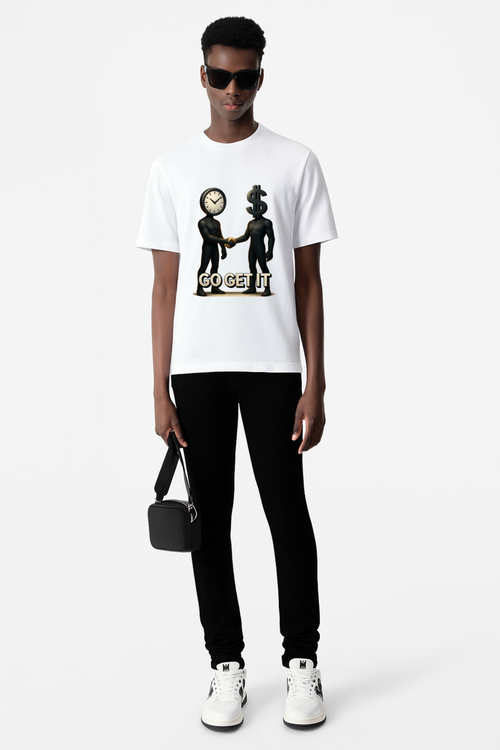 DRAQSTA "Go Get It" Graphic T-Shirt - Time x Money Motivational Streetwear Tee DRAQSTA