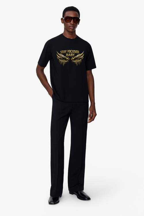DRAQSTA "Stay Focused Baby" Graphic T-Shirt – Motivational Streetwear Tee DRAQSTA