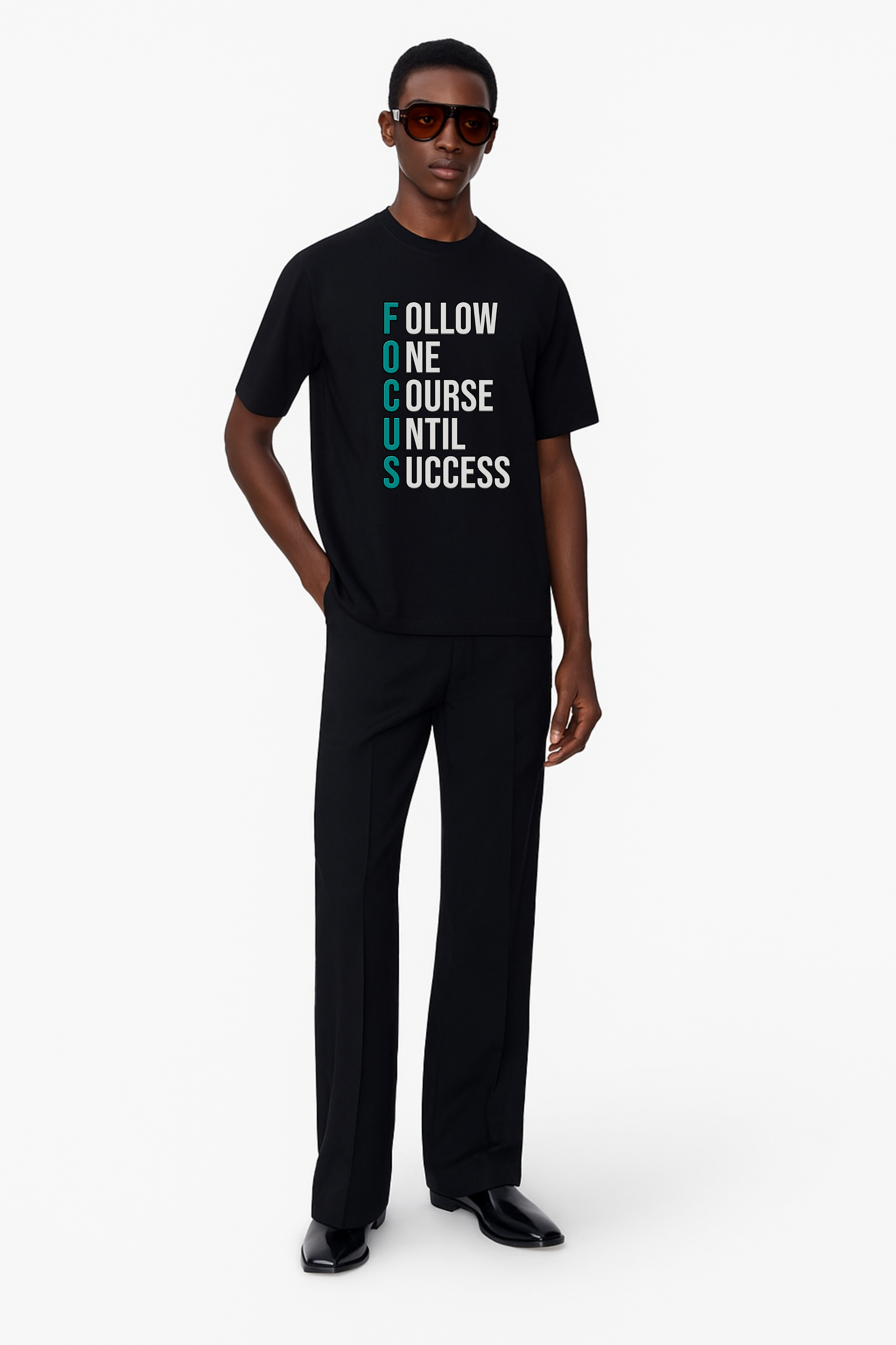 DRAQSTA FOCUS Oversized Black T-Shirt – Motivational Streetwear Tee DRAQSTA